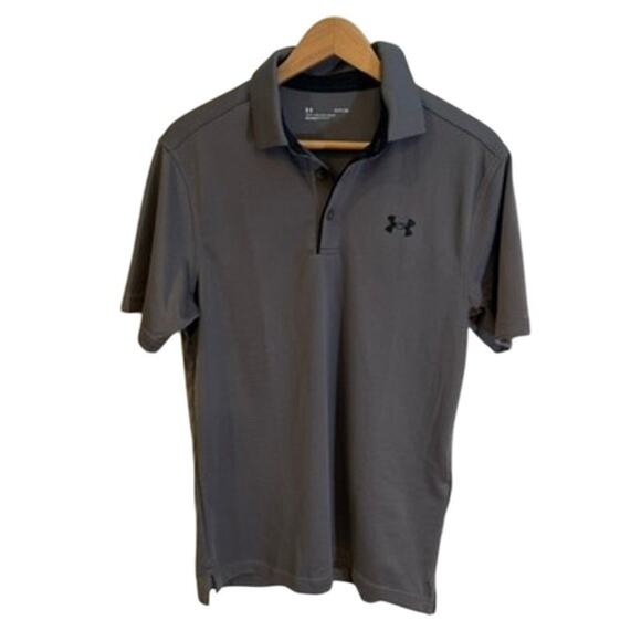 Under Armour Men’s Tech Polo Shirt Gray Sz Small Loose Fit Performance Golf - Picture 1 of 9
